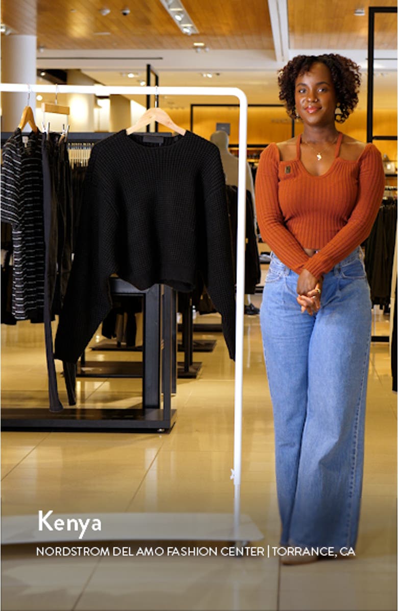 Heavy Waffle Knit Crop Sweater, sales video thumbnail