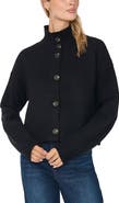 CeCe Roll Edge Mock Neck Cardigan