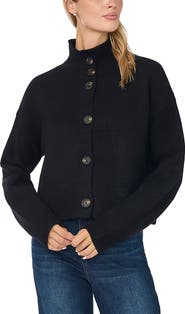 CeCe Roll Edge Mock Neck Cardigan