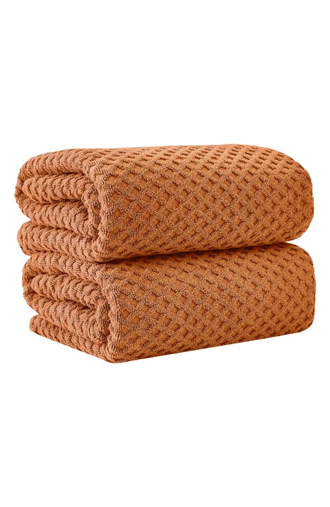 Diamond Waffle Textured 2-Piece Bath Sheet Set
