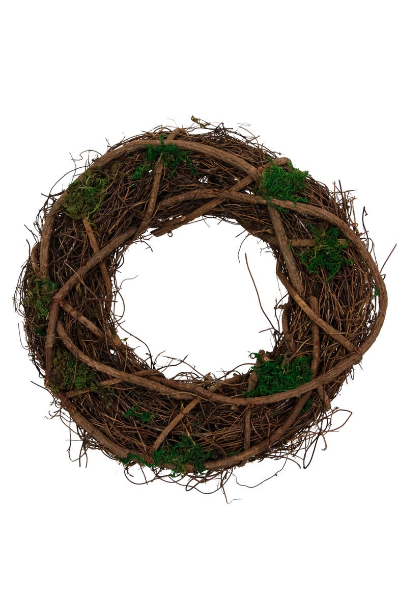 Northlight Moss and Twig Artificial Spring Wreath - 13" - Green and Brown, Main, color, Green