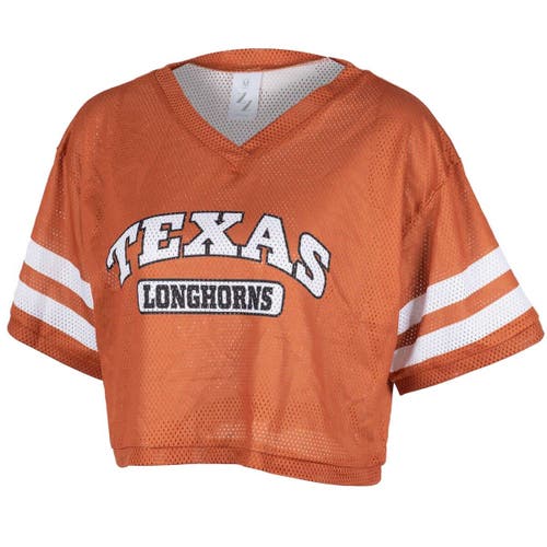 Zoozatz Texas Orange Texas Longhorns Mesh Cropped V-neck T-shirt In Orange