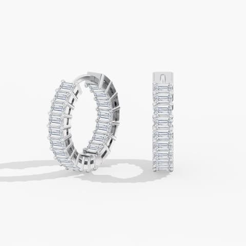 Inside Out Emerald Lab Diamond Hoop in 14K Gold