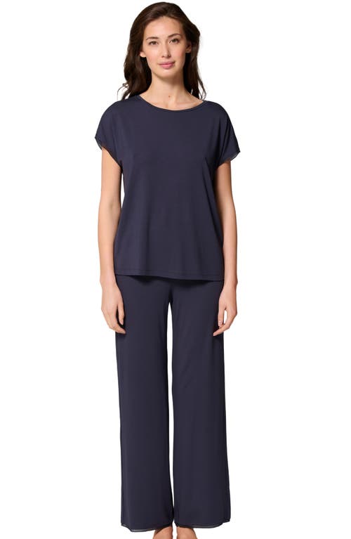 Simone Perele Aurore Lace Trim Pajama T-shirt In Blue