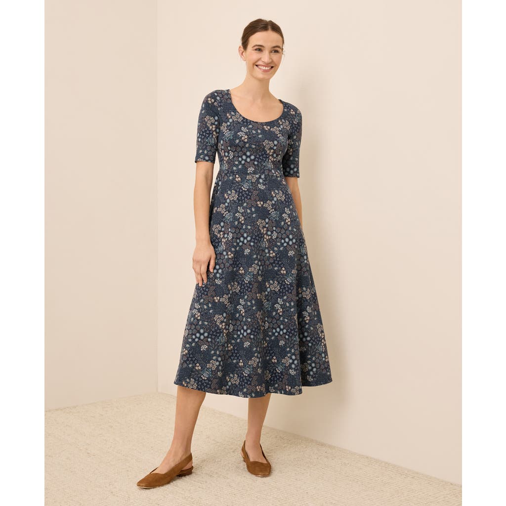 Pact Fit & Flare Signature Scoop Dress In Blue