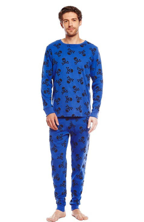 Men
s Cotton Matching Family Halloween Pajamas, Skeleton 
Skull Prints