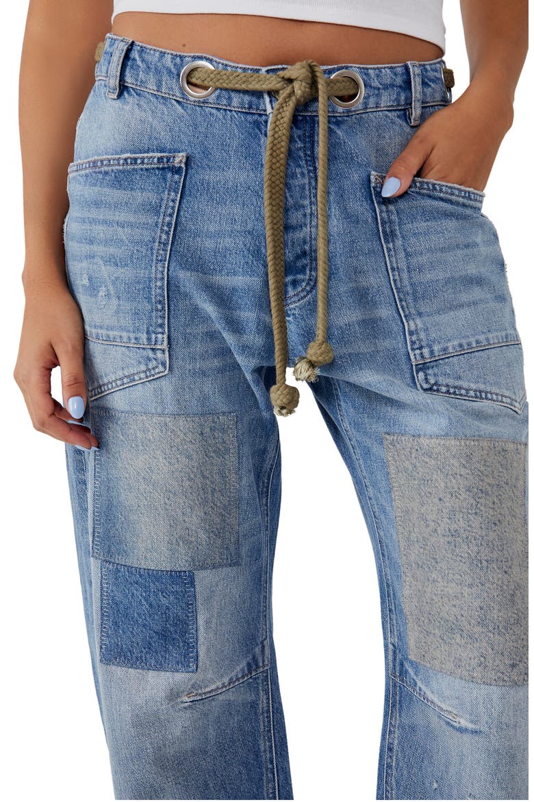 We the Free Moxie Mid Rise Barrel Jeans, Alternate, color, TRUEST BLUE