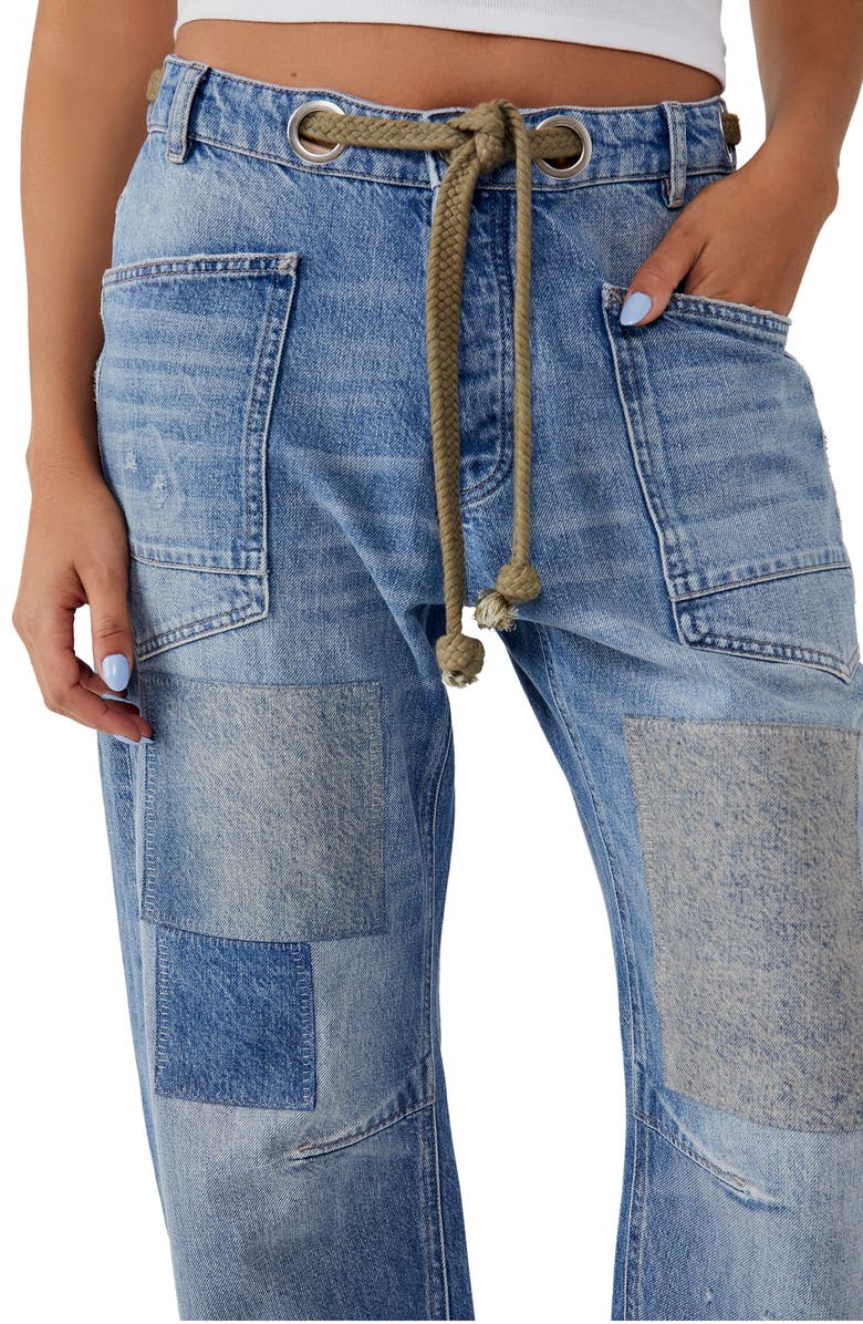 Free People We the Free Moxie Barrel Jeans, Alternate, color, Truest Blue