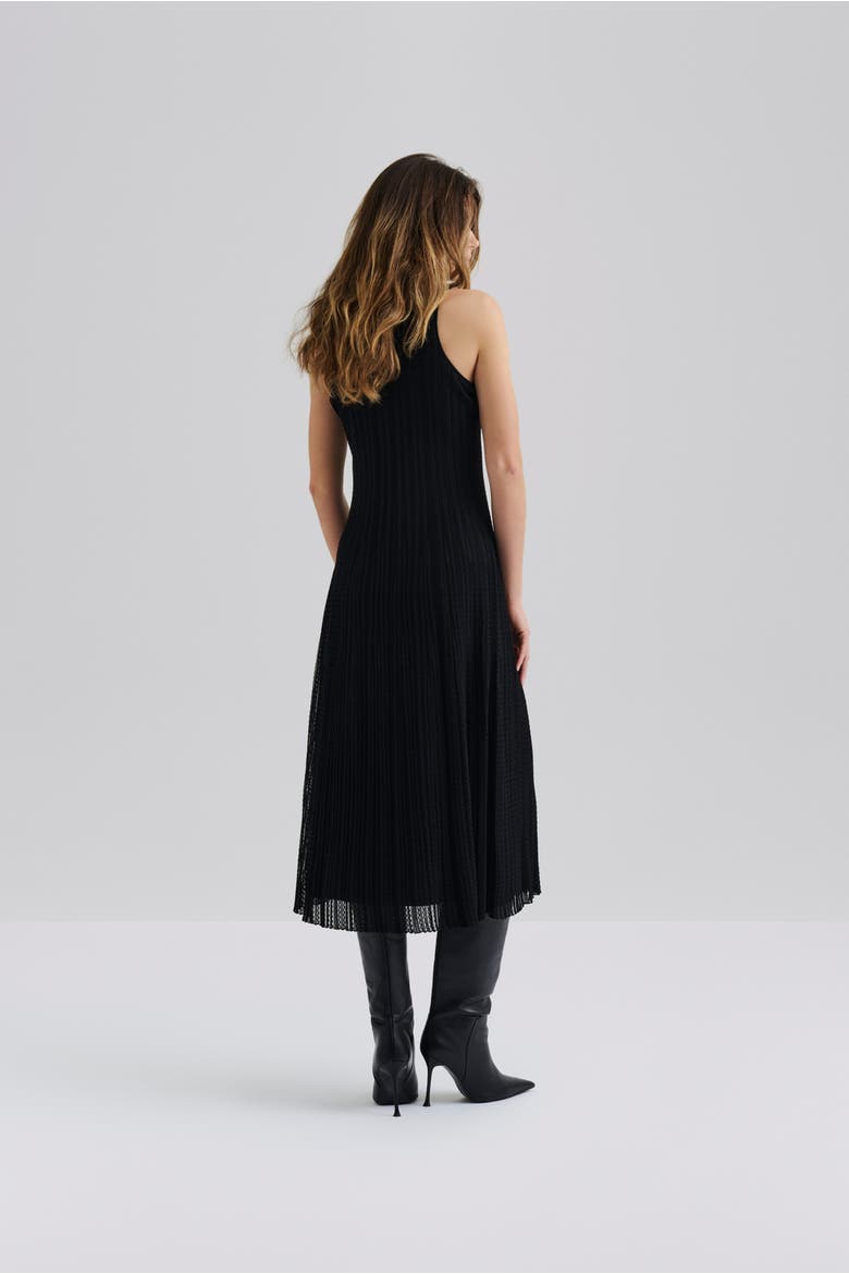 Nessa Halterneck Knitted Midi Dress, Alternate, color, Black