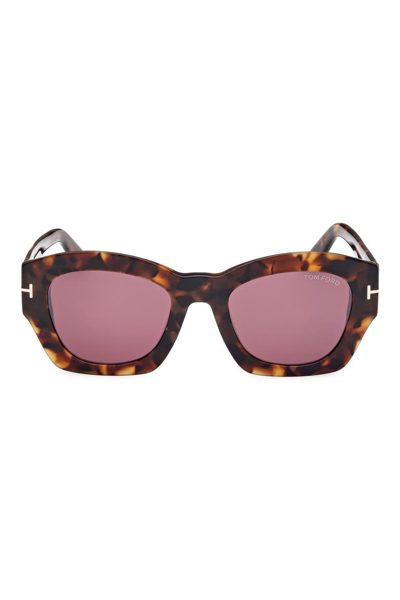 Guilliana 52mm Geometric Sunglasses, Main, color, SHINY DARK HAVANA / BORDEAUX