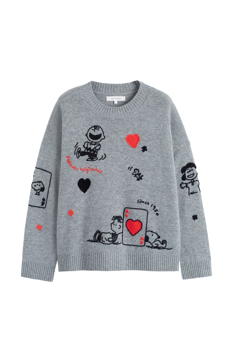 Chinti & Parker Wool Cashmere Charlie's Poker Pals Sweater, Alternate, color, Grey Marl