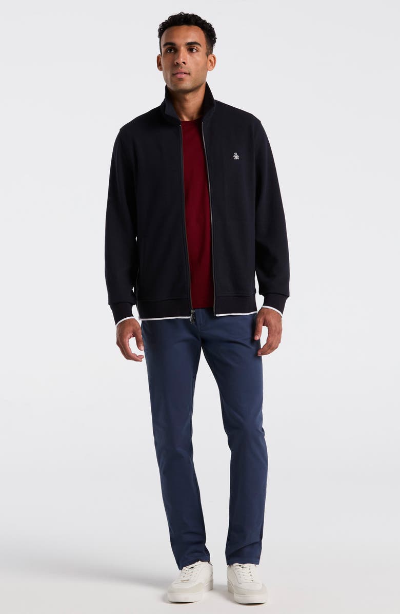 Original Penguin Novelty Piped Knit Track Top, Alternate, color, Dark Sapphire