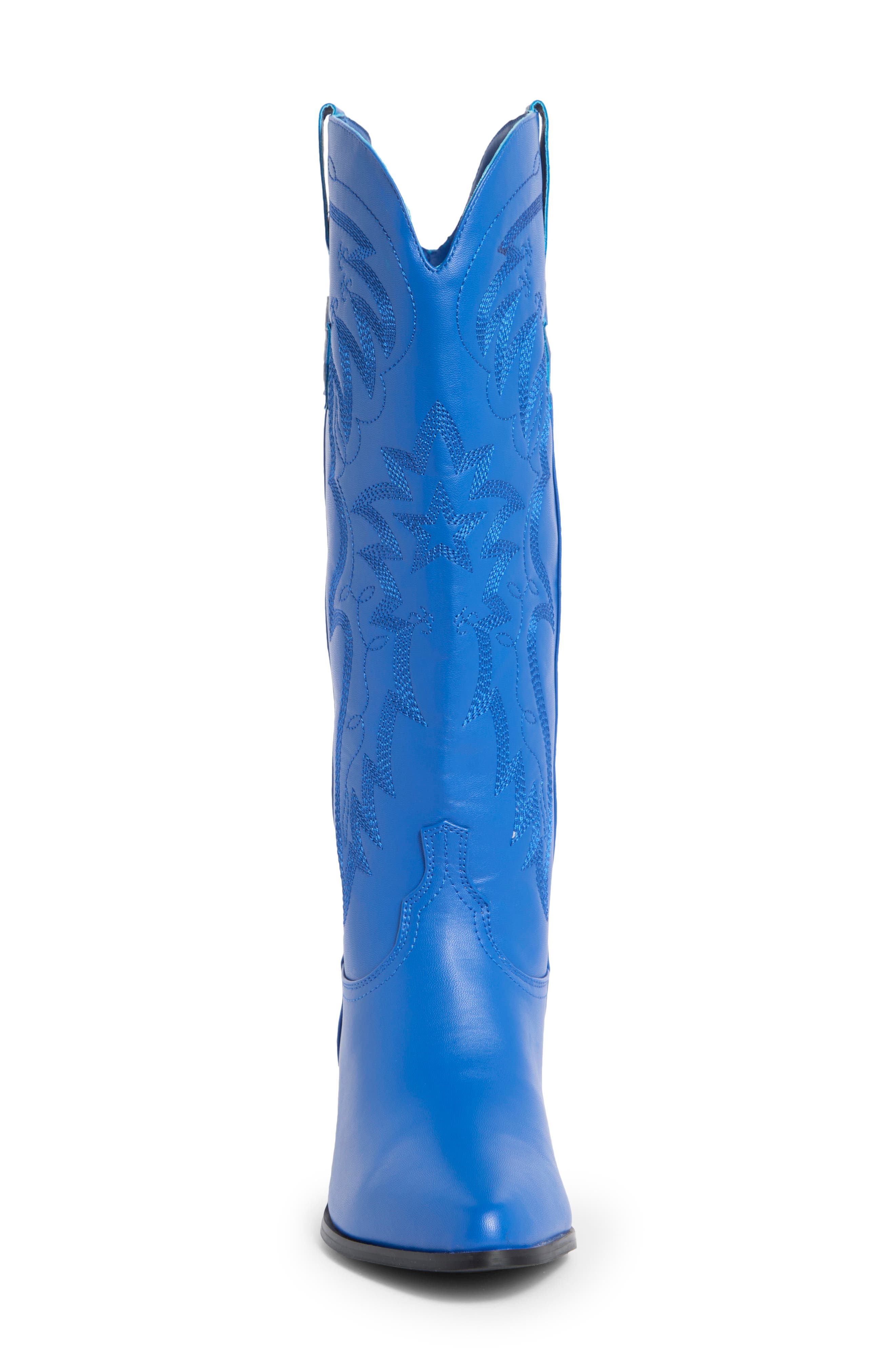 Ubelle Faux Leather Western Boot, Alternate, color, BLUE/ SILVER METALLIC
