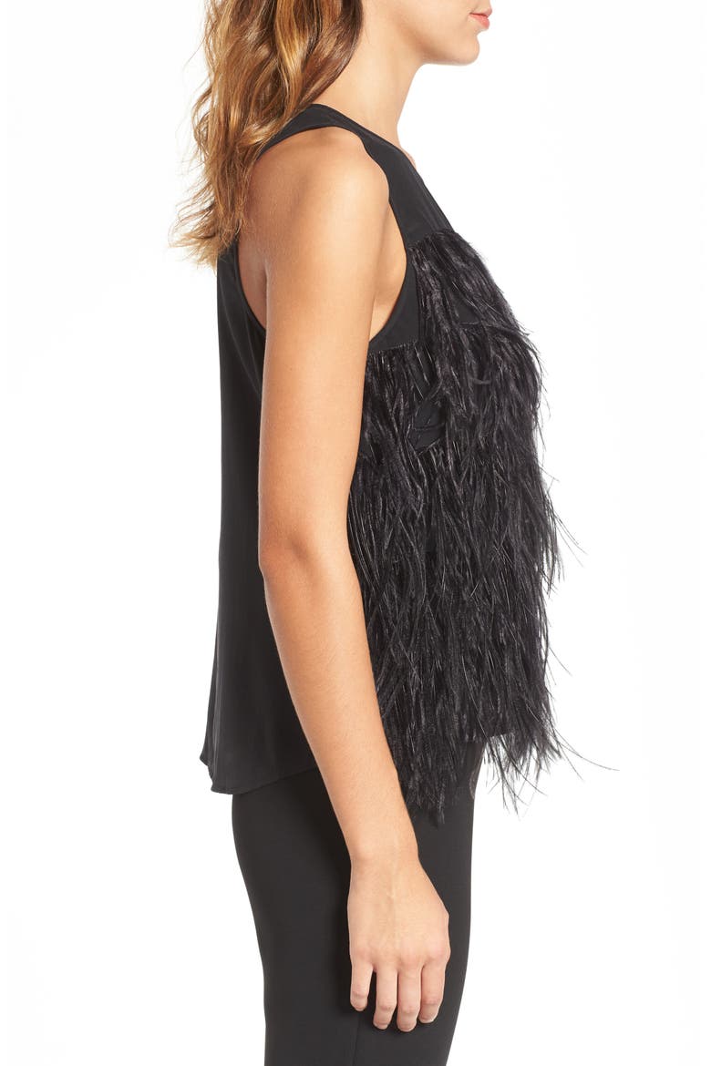 Genuine Ostrich Feather Tank, Alternate, color, BLACK