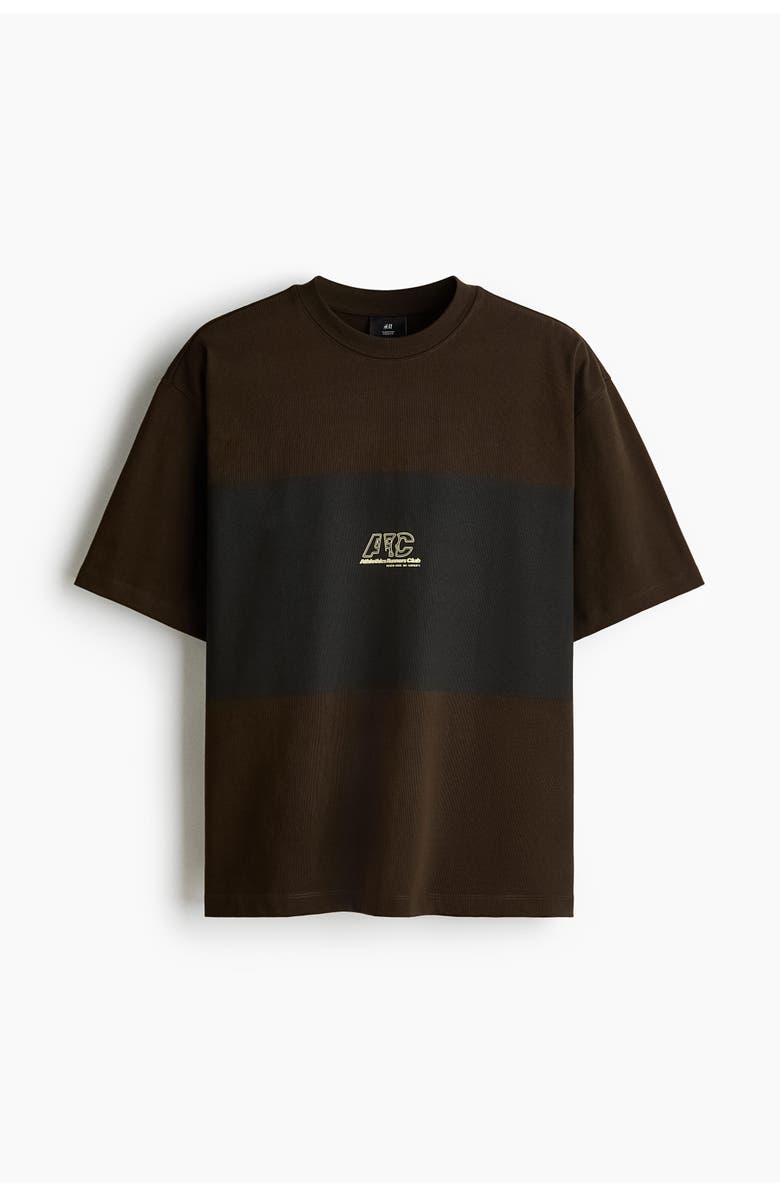 H&M Oversized printed t-shirt, Alternate, color, Dark Brown/Runners Club