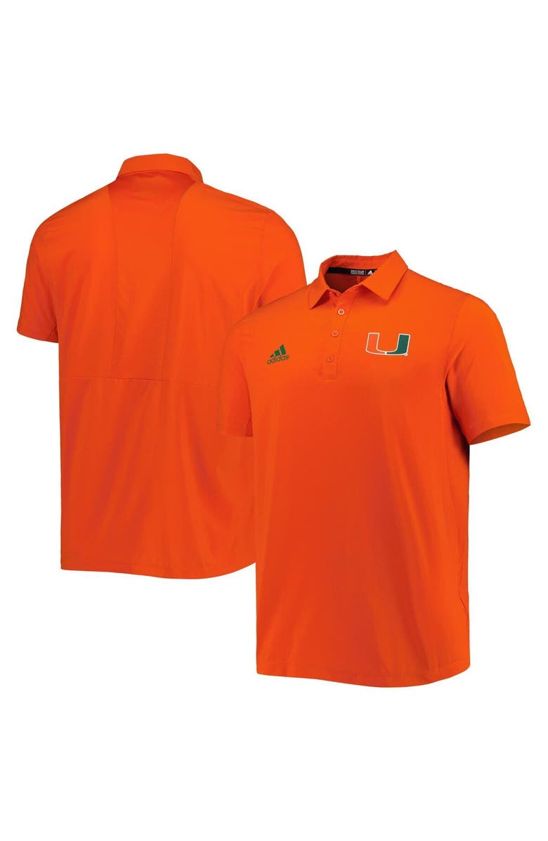 adidas Men's adidas Orange Miami Hurricanes Coaches AEROREADY Polo, Main, color,