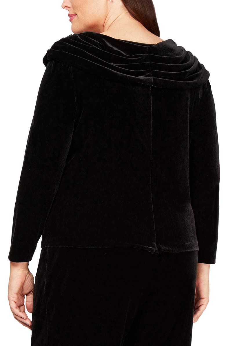 Alex Evenings Embellished Collar Velvet Long Sleeve Top, Alternate, color, 