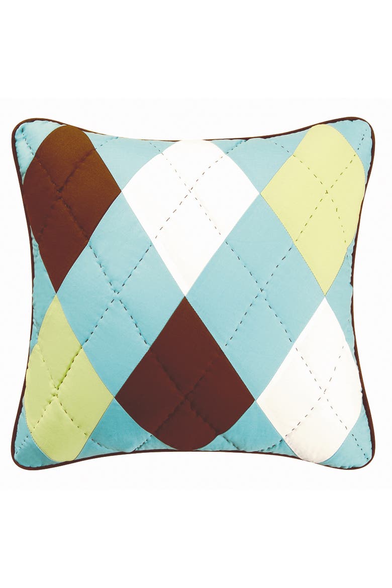 Argyle Aqua Quilted Accent Pillow, Main, color, Blue