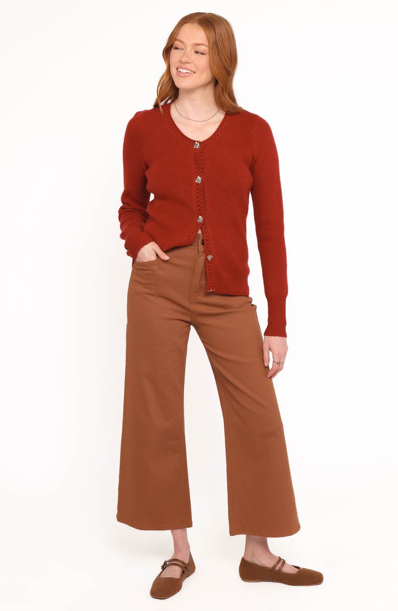 Petal & Pup Quay Openwork Detail Cardigan, Alternate, color, Red