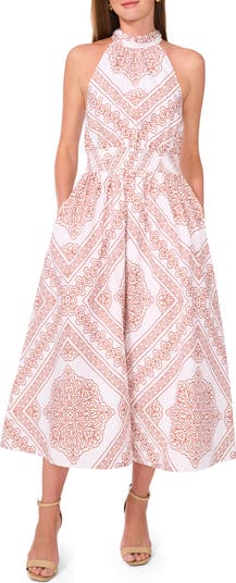 Shop Floral print dupioni A-line dress | eShakti