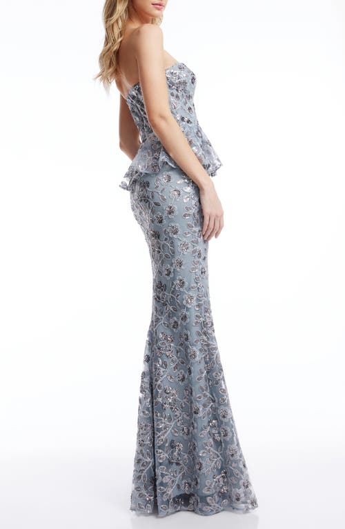 DRESS THE POPULATION DRESS THE POPULATION SCARLETT SEQUIN FLORAL PEPLUM MERMAID GOWN