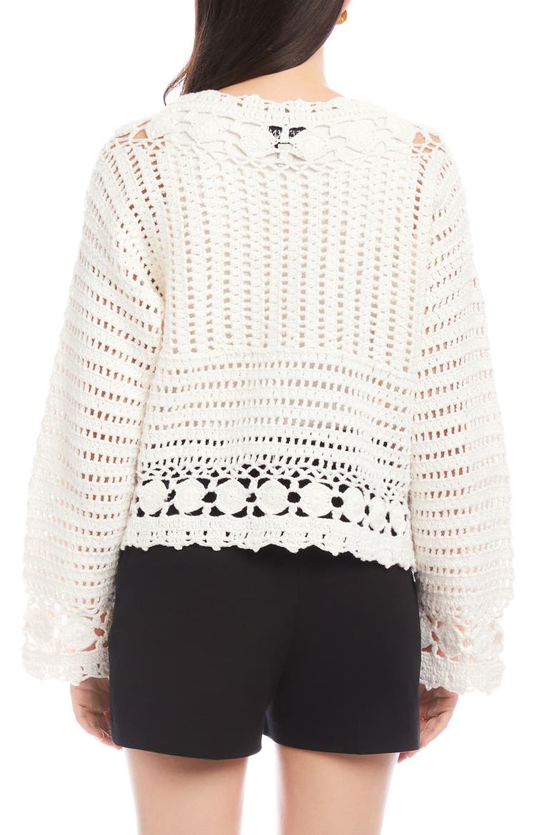 Nila Hand Crochet V-Neck Sweater, Alternate, color, CREAM