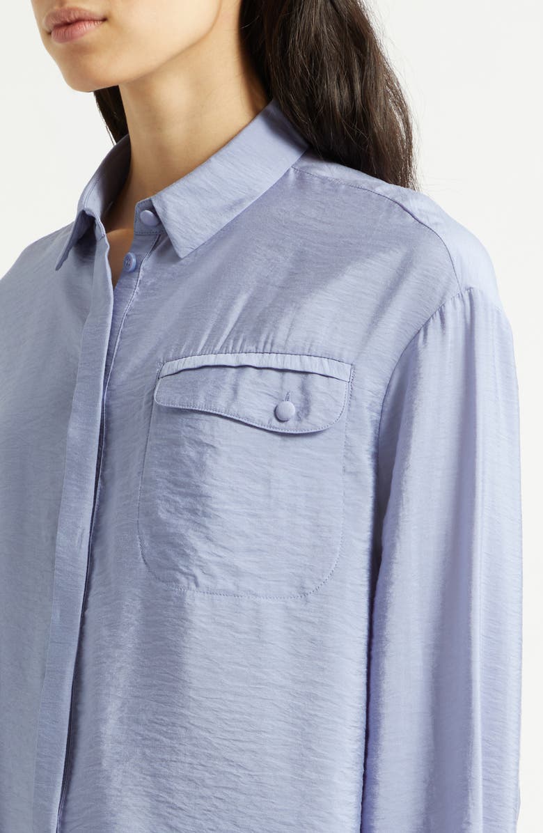 Emporio Armani Techno Button-Up Shirt, Alternate, color, Purple