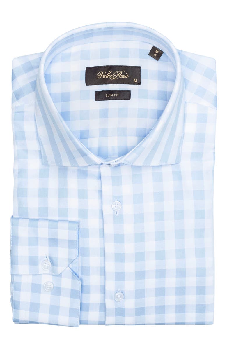 VELLAPAIS Check Cotton Slim Fit Button Down Shirt, Alternate, color, White
