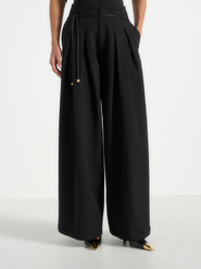 Manière De Voir Flora Box Pleat Wide Leg Belted Trousers