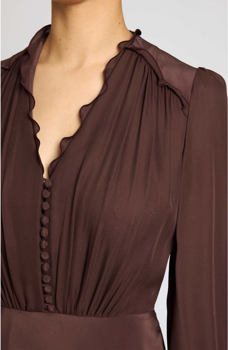 Santorelli Amal Silk Long Sleeve Fit and Flare Midi Dress, Alternate, color, Raisin