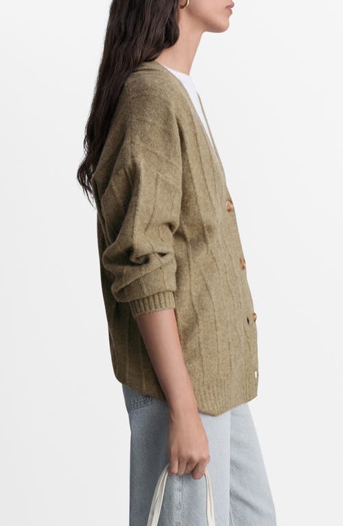Mango Buttoned Long Cardigan Medium Green In Medium Green