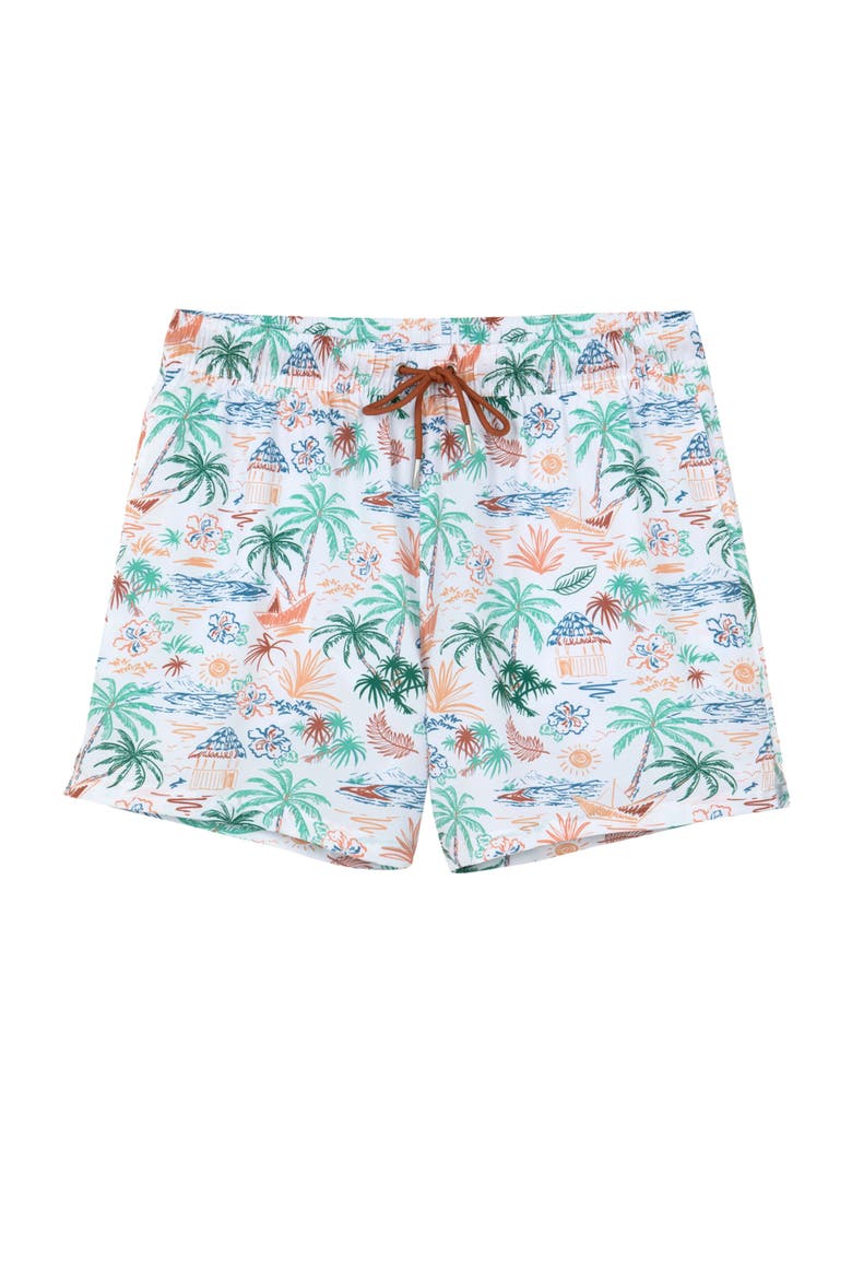 Shore Thing 5" Swim Trunks, Main, color, White-Multi