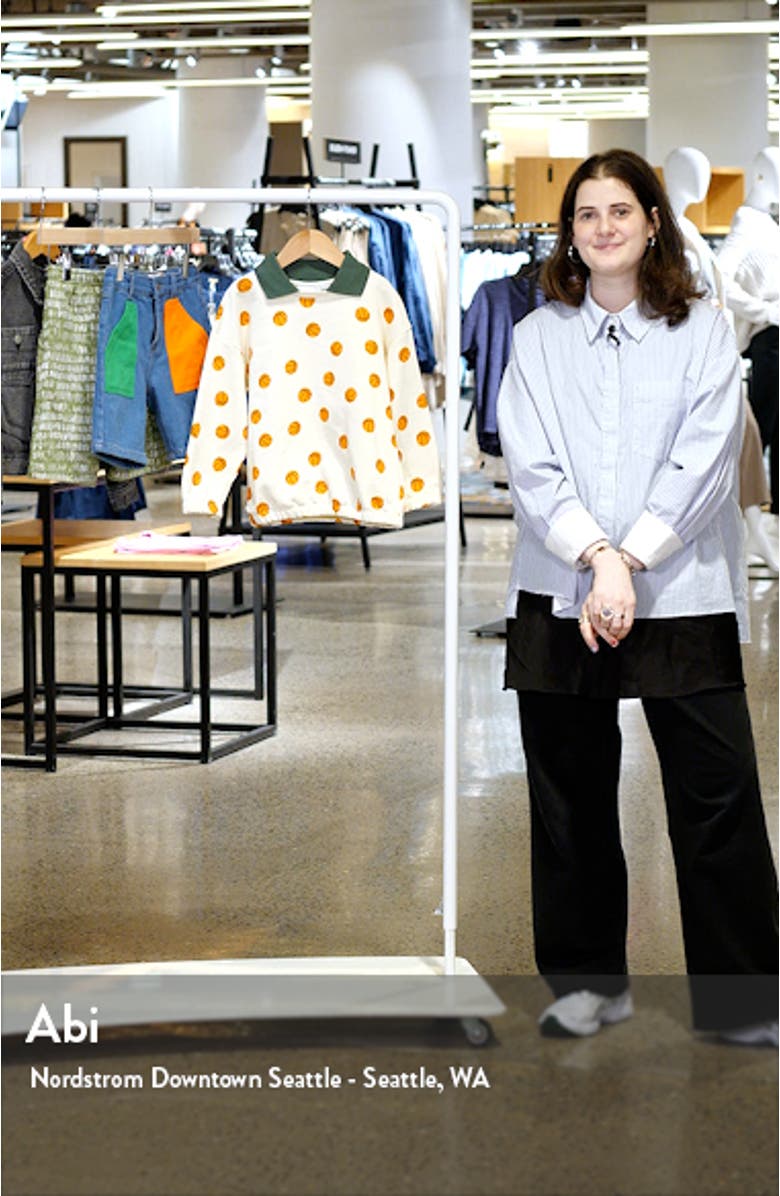 Kids' Basketball Print Organic Cotton Polo Collar Sweatshirt, sales video thumbnail