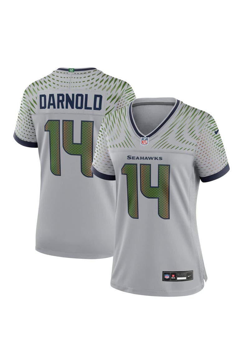 Women's Nike Sam Darnold Wolf Gray Seattle Seahawks 2025 Rivalries Collection Game Jersey, Main, color, Gray