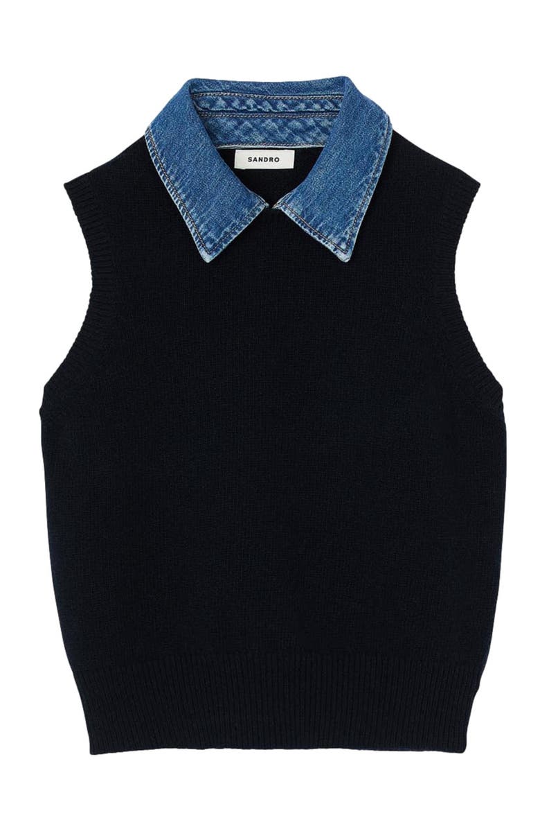 SANDRO Sweater with removable collar, Alternate, color, 