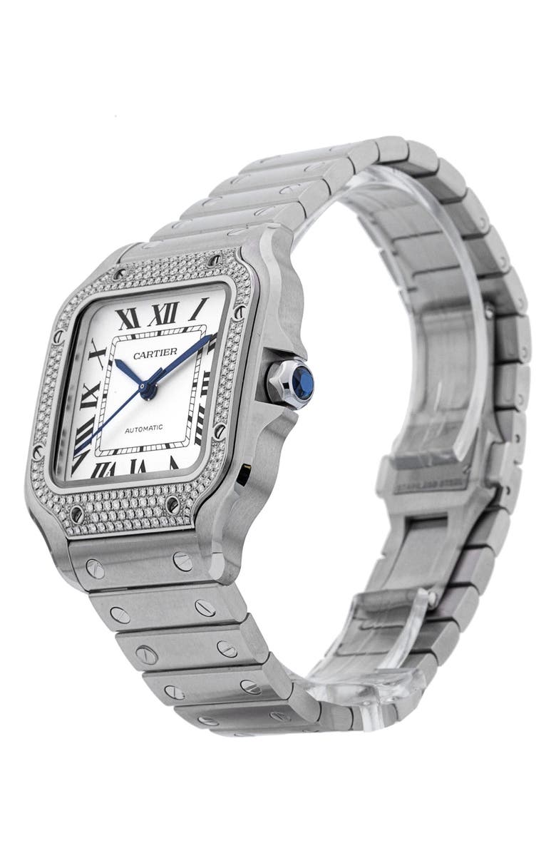 Watchfinder & Co. Cartier Preowned 2023 Santos de Cartier W4SA0005 Diamond Bracelet Watch, 35.1mm, Alternate, color, 