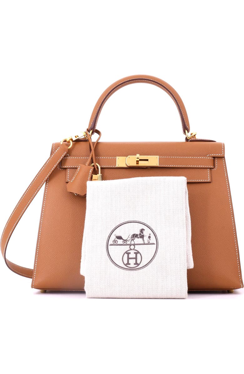 Pre-Owned Hermes Kelly Handbag Brown Epsom with Gold Hardware 28, Alternate, color, Gold