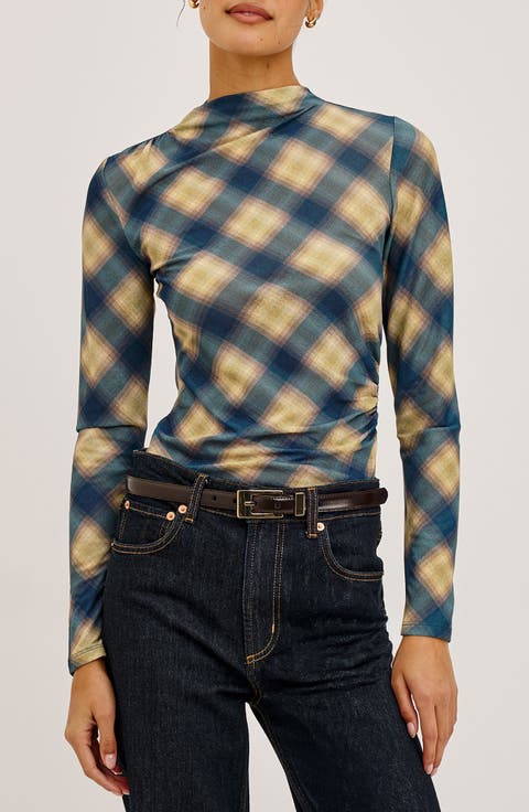 Joelle Plaid Mesh Top