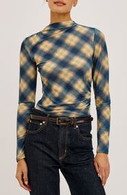 Rails Joelle Plaid Mesh Top