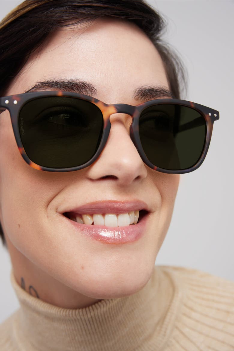 #E 49mm Trapeze Sunglasses, Alternate, color, Tortoise