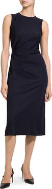 Theory Drape Tuck Sleeveless Dress
