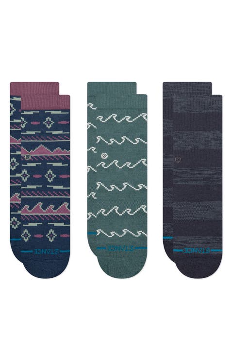 Kids' Rising Tide 3-Pack Quarter Socks