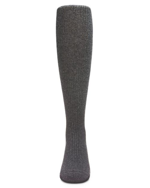 Memoi Thin Ribbed Cotton Tights In Gray