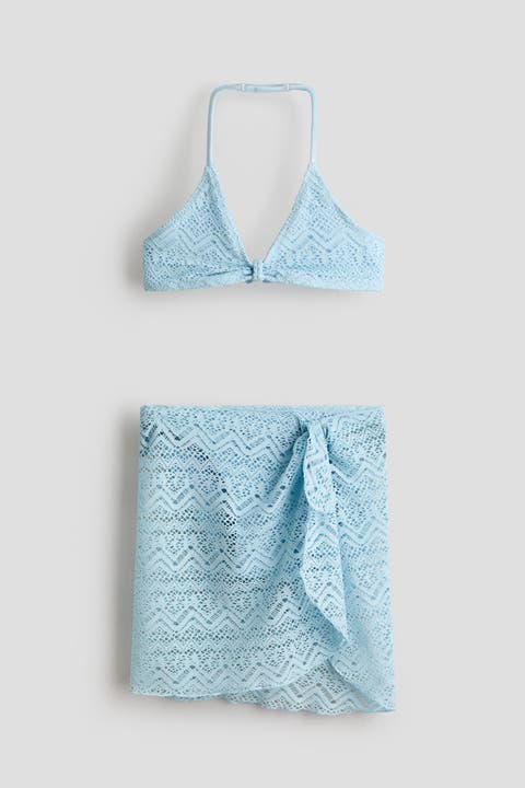 3-piece crochet-look swim set