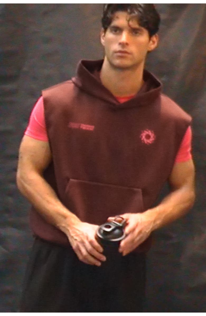 H&M Sleeveless Sports Hoodie With Drymove, Alternate, color, Burgundy/365 Training Team
