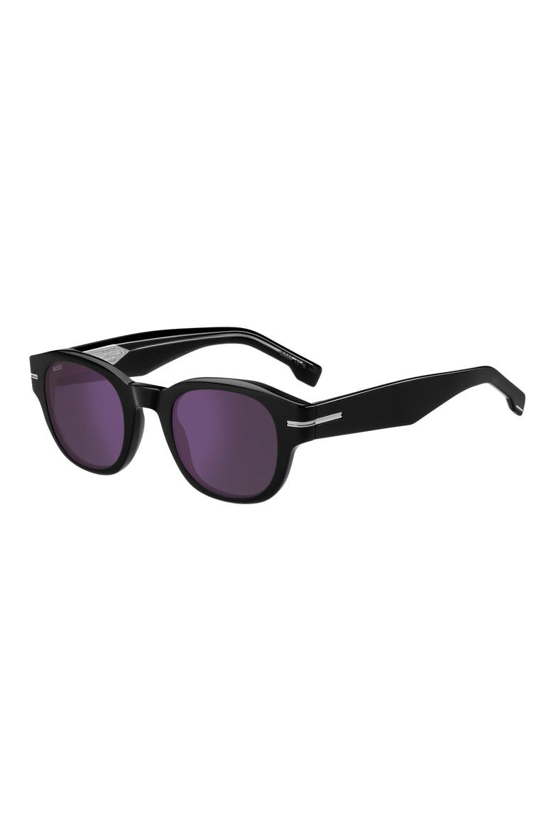 48mm Gradient Small Rectangular Sunglasses, Alternate, color, BLACK/ VIOLET SP AR