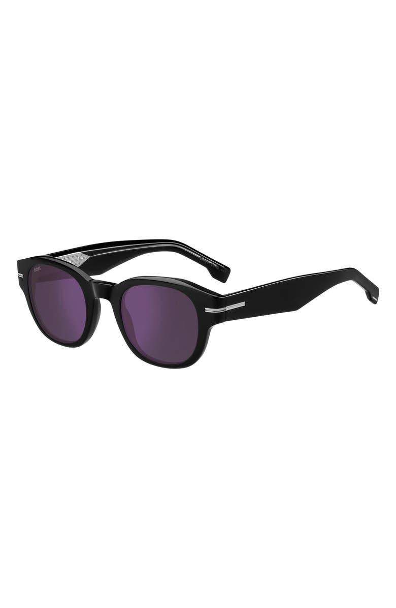 BOSS 48mm Gradient Small Rectangular Sunglasses, Alternate, color, Black/ Violet Sp Ar