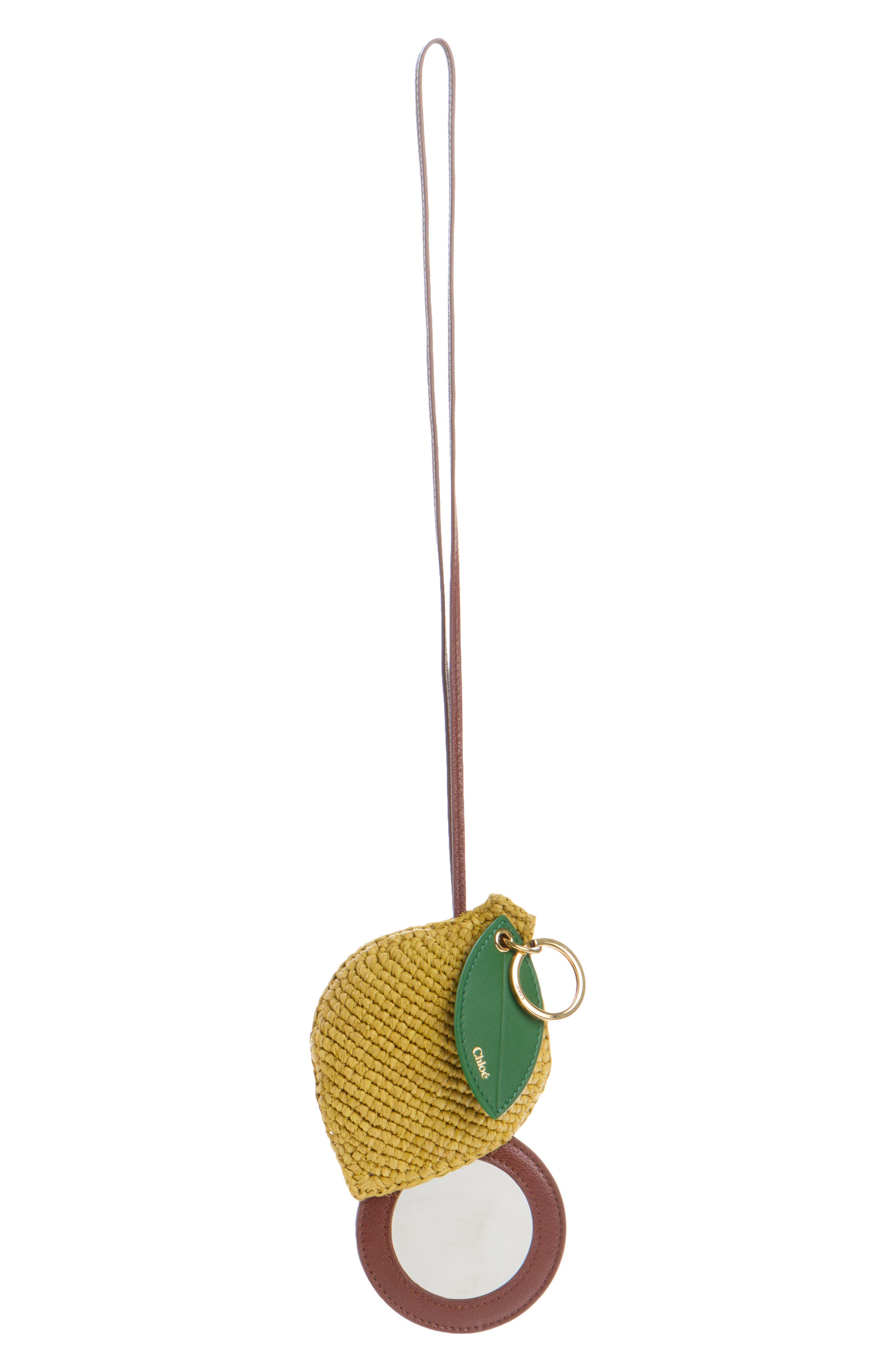 Chloé Symbols Woven Raffia Lemon Bag Charm, Alternate, color, Radiant Yellow