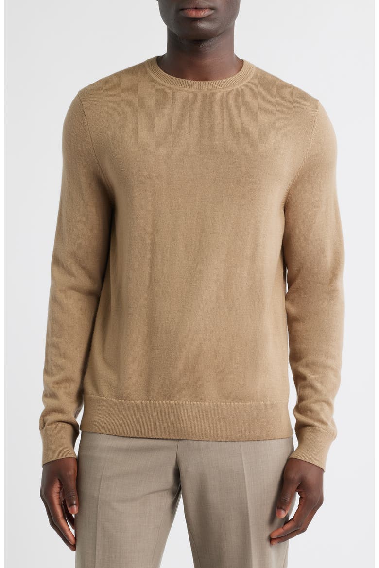 Italian Merino Wool Crewneck Sweater, Main, color, TAN AMPHORA