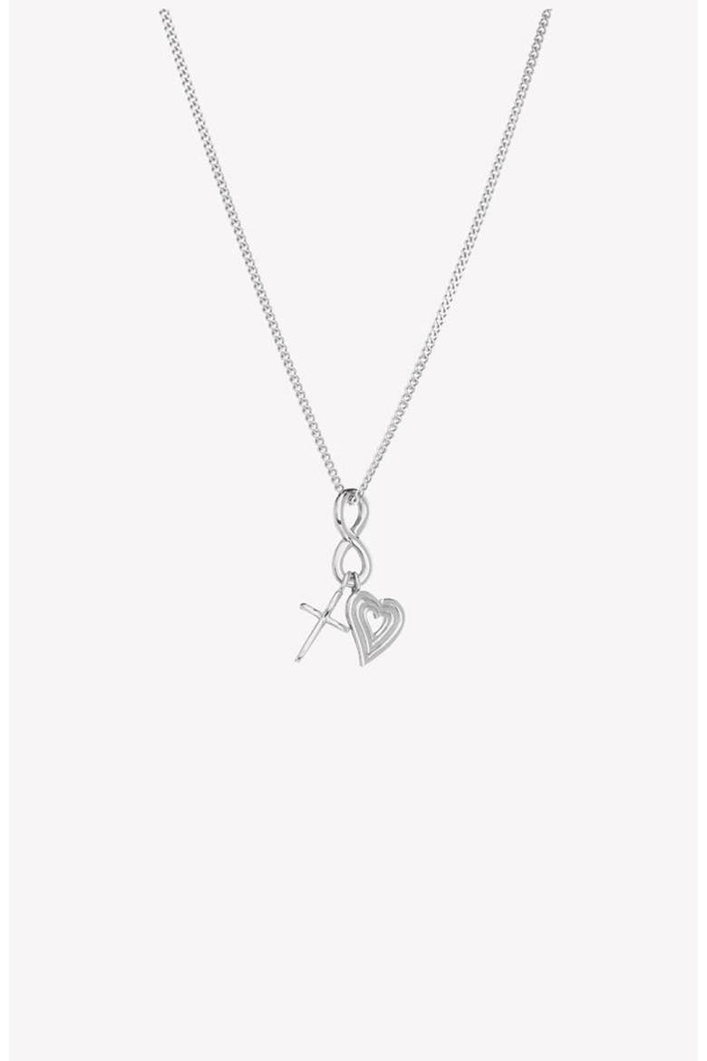 Faith, Hope, & Love Charm Pendant Necklace, Main, color, Sterling Silver